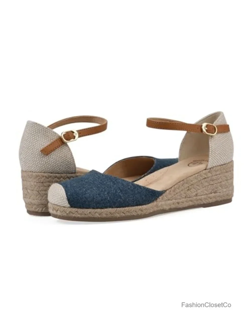 Women's Espadrille Wedge Sandals with Adjustable Ankle Strap